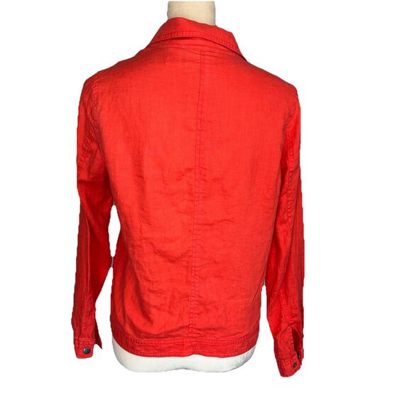 Cynthia Rowley Linen Jacket Womens Small Coral Asymmetrical Zipper Moto Style - Picture 2 of 8